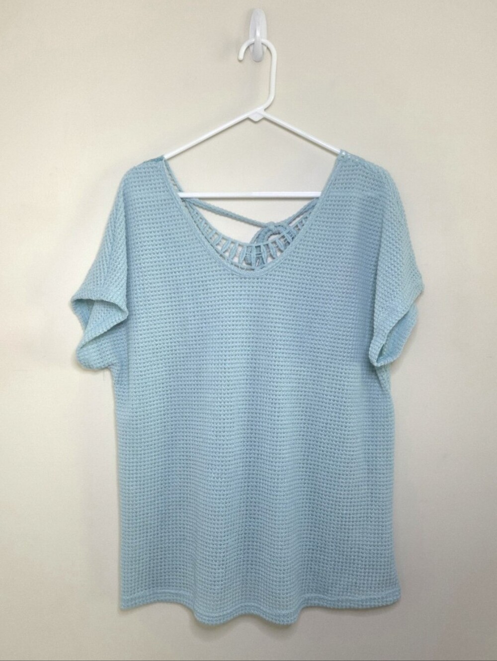 Women's Teal Crochet Back Boho Top Sz 2XL